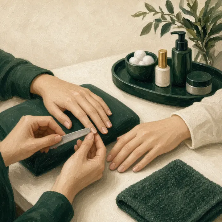 Painting of a manicure in progress